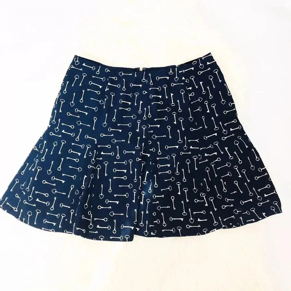 Banana Republic Factory Size 6 Blue Key Print Mini Skirt New!